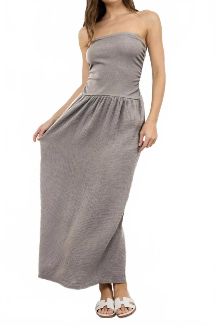 NEW LAMADE lulu strapless gauze dress in grey